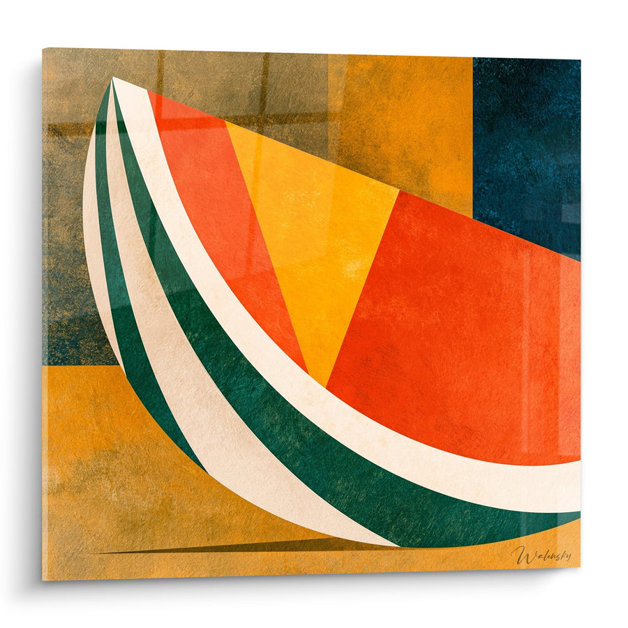 Tableau Pastèque géométrique orange et ocre - Éclat d'été - Edition Pastèque