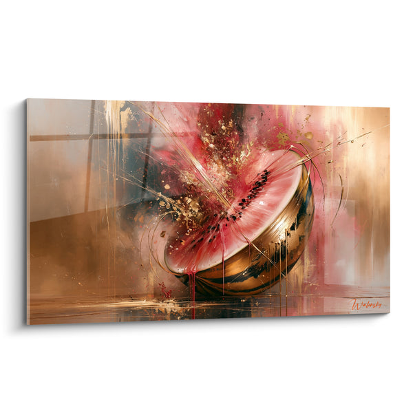 Tableau Pastèque rose et dorée éclatée - Explosion gourmande - Edition Pastèque