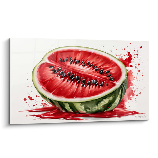 Tableau Pastèque rouge et verte aux éclaboussures - Jus généreux - Edition Pastèque