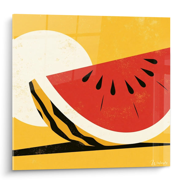 Tableau Pastèque rouge et jaune graphique - Chaleur d'été - Edition Pastèque