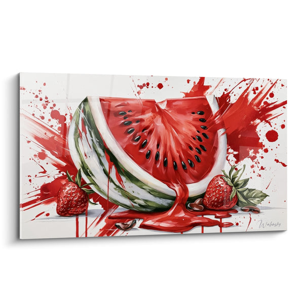 Tableau Pastèque rouge et verte juteuse - Éclaboussure gourmande - Edition Pastèque