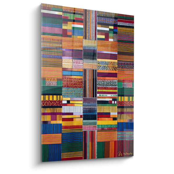 Tableau patchwork de tissus traditionnels - Mosaïque africaine - édition tissu d'Afrique