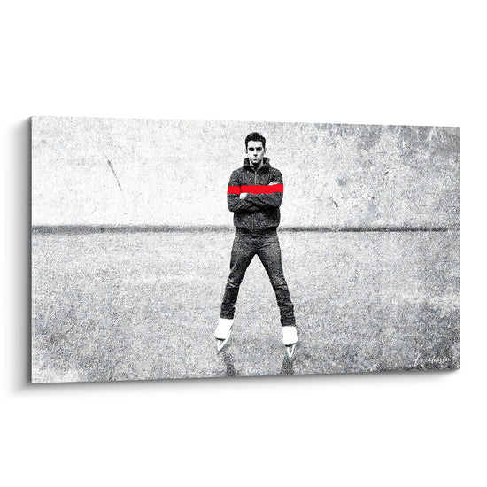 Tableau Patineur gris et rouge bras croisés - Instant suspendu - Edition Patinage artistique