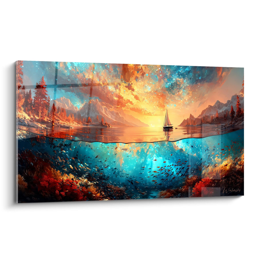 Tableau paysage aquatique divisé - Horizon Subaquatique - édition fonds marins