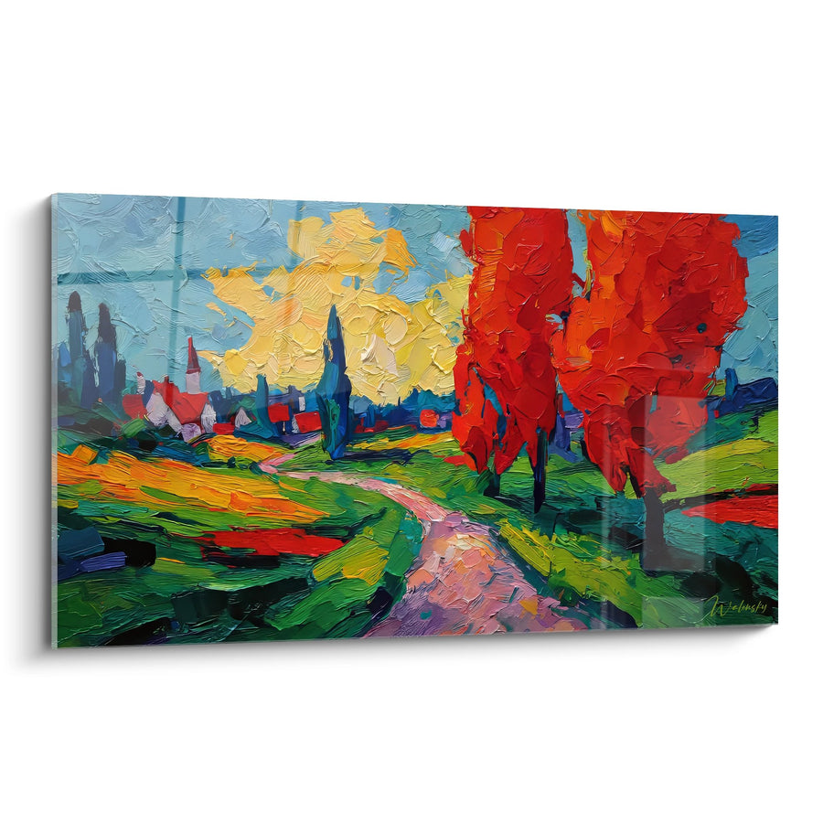 Tableau paysage rural coloré - Chemin vers l'automne - édition campagne