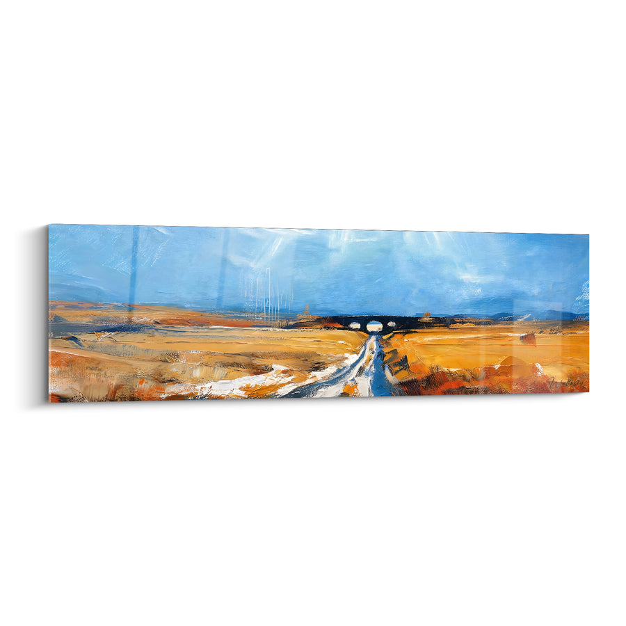 Tableau Chemin de campagne bleu et ocre - Route vers l'horizon - Edition Paysage