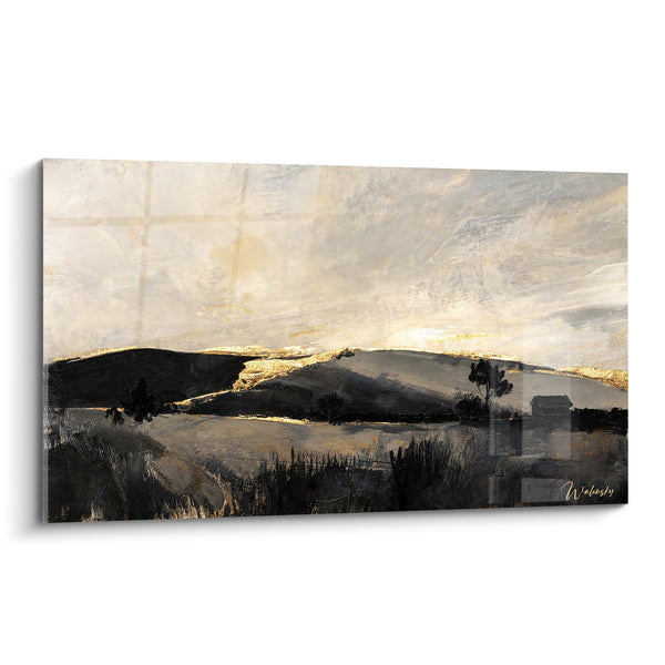 Gemälde Hügel Anthrazit und Gold in der Dämmerung - Letztes Abendlicht - Edition Landschaft