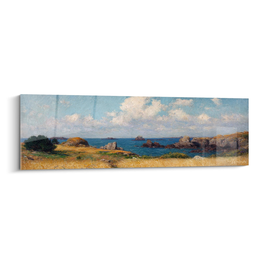 Tableau paysage côtier - Rivage aux rochers dorés - édition bord de mer