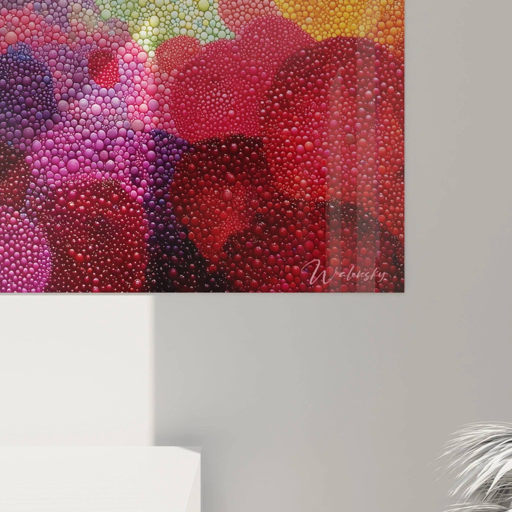 Tableau mural Walensky tableau décoratif paysage dégradé avec motif bulles colorées et finition brillante