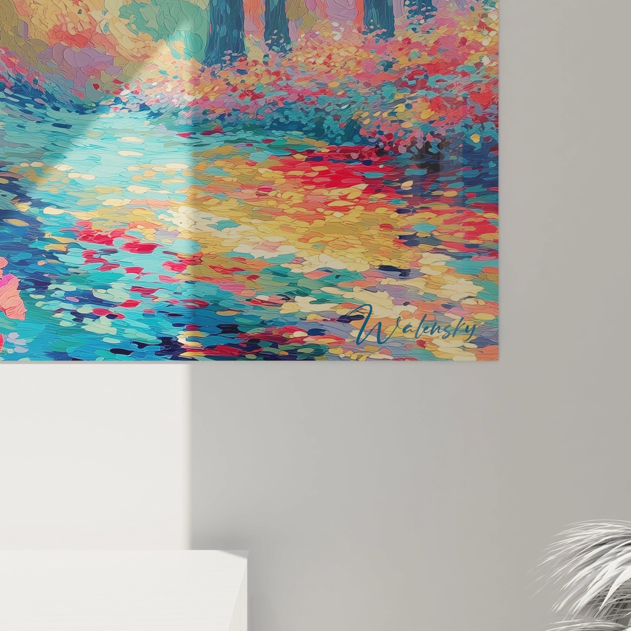 Walensky tableau paysage forestier pointillisme coloré sur toile pour décoration murale de salon moderne