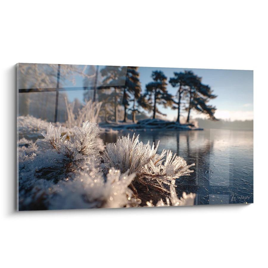 Tableau Paysage Hivernal Lac Gelé - Cristaux de Givre - édition Hiver