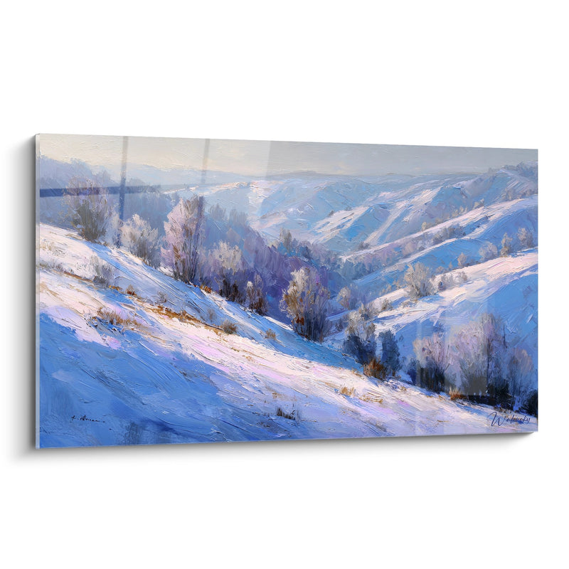 Mountainous Winter Landscape Canvas - Snowy Valley in Mist - Winter Edition