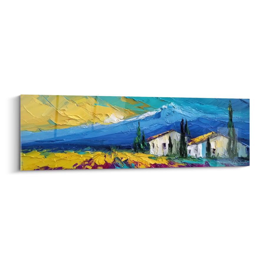 Tableau Paysage Méditerranéen - Maisons Blanches sous Ciel d'Orage - édition Volcan