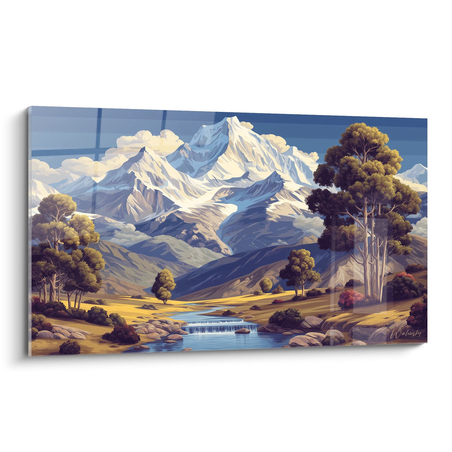 Cuadro Paisaje Montañoso con Río - Valle Alpino - edición Montaña