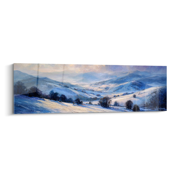 Cuadro Paisaje montañoso nevado - Valle de invierno panorámico - edición Invierno