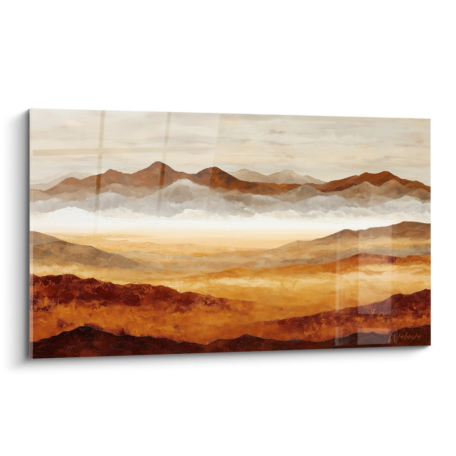 Tableau Paysage Montagneux aux Tons Ocre et Beige - Sérénité Minérale - Edition Feng shui Centre Terre