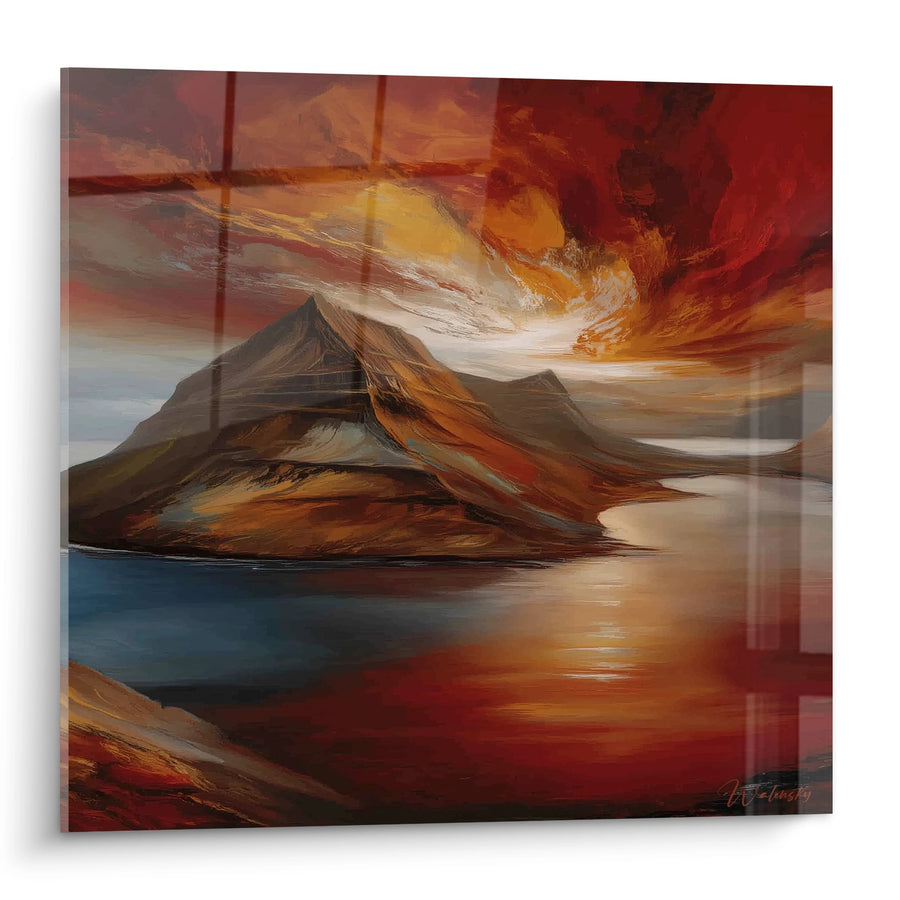 Tableau paysage montagneux - Reflets de feu - édition Iles et archipels