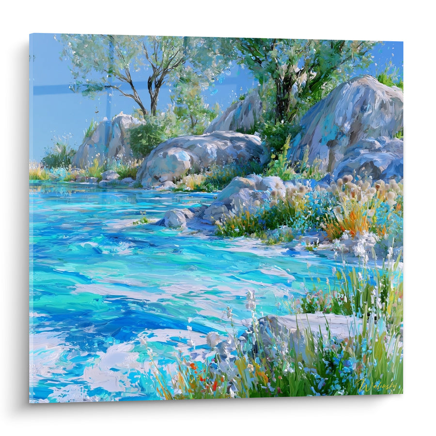 Tableau Rivière turquoise aux rochers gris - Source cachée - Edition Paysage