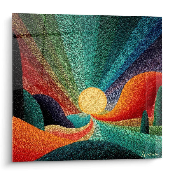 Tableau Paysage Soleil Doré - édition pointillisme