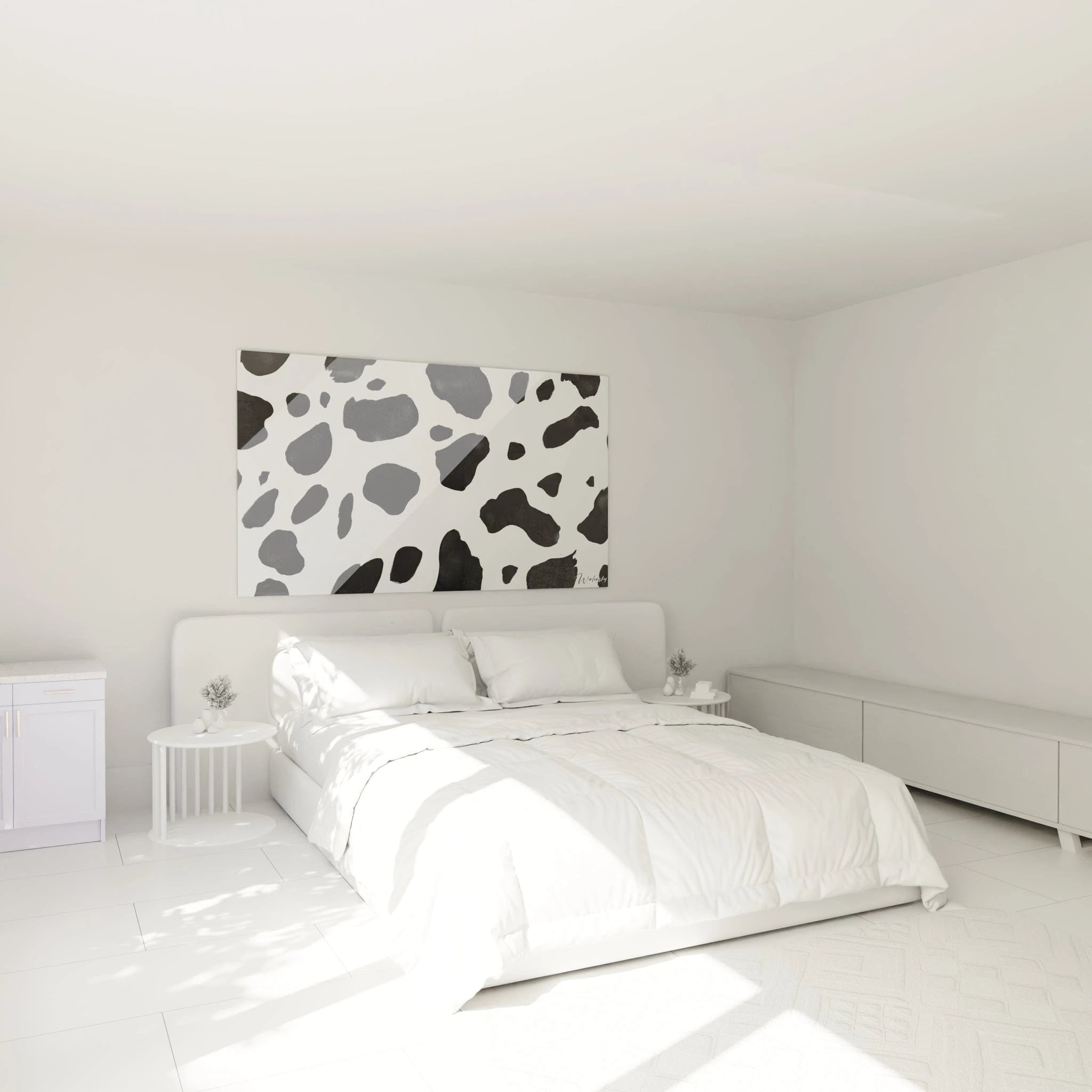 Tableau tacheté noir et blanc de Walensky, décor moderne pour chambre lumineuse