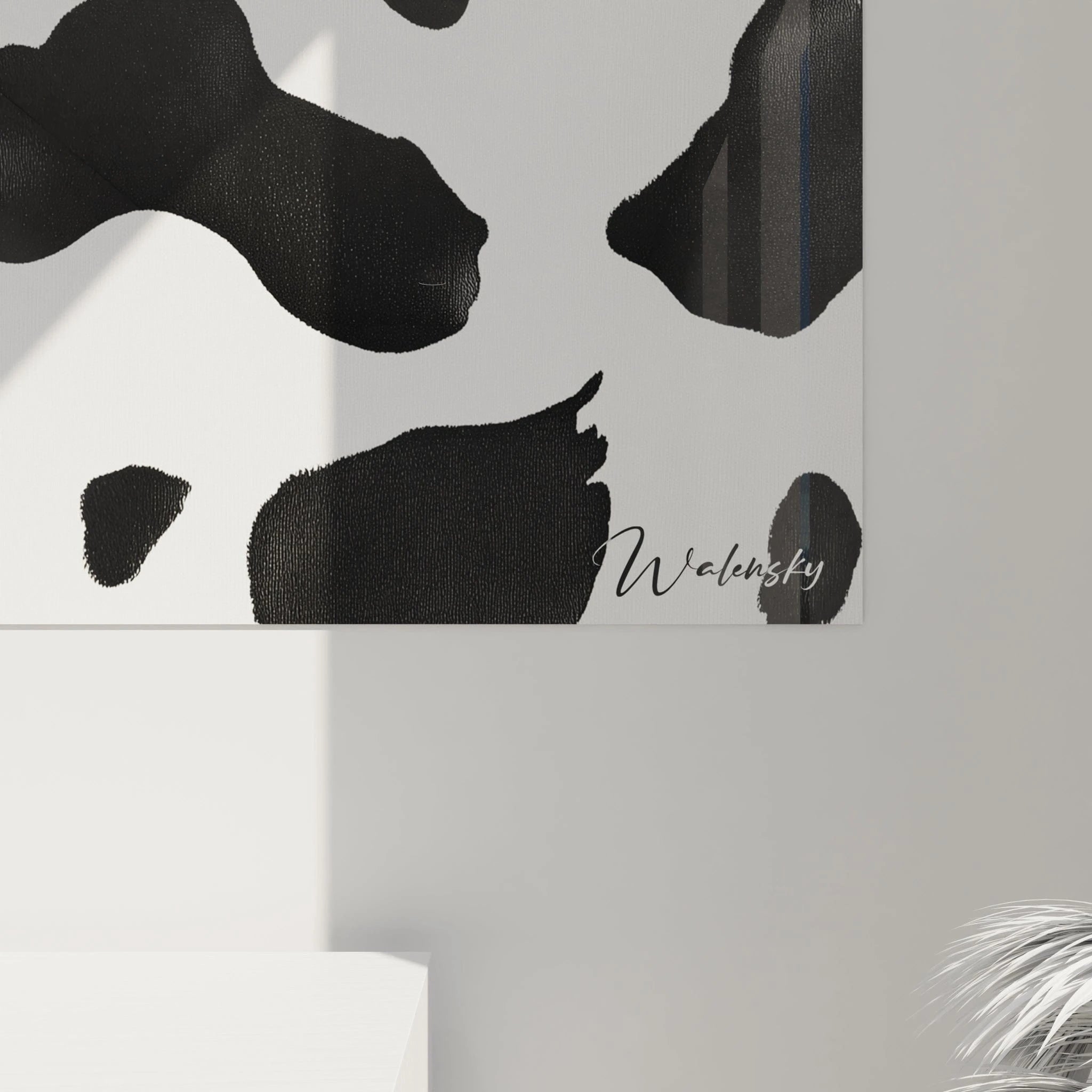 Tableau tacheté noir et blanc de Walensky avec motifs abstraits pour décoration moderne