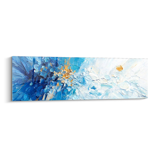 Tableau Éclats bleu et blanc fondus en lumière - Transition polaire scintillante - Edition Peinture (style)