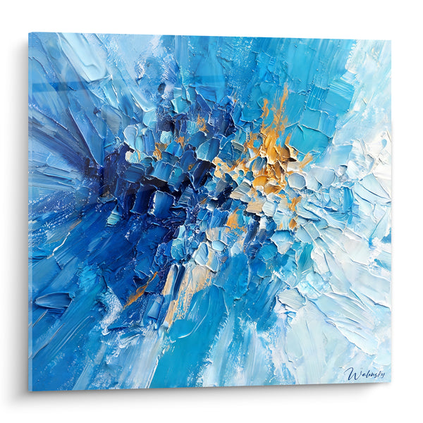 Tableau Éclaboussures bleu marine et dorées texturées - Impact glacé - Edition Peinture (style)