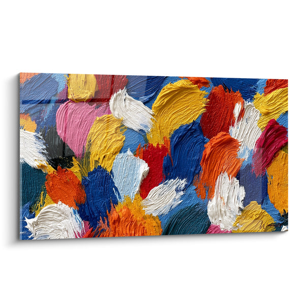Tableau Empâtements bleu marine et jaune moutarde - Éclaboussure joyeuse - Edition style Peinture abstrait