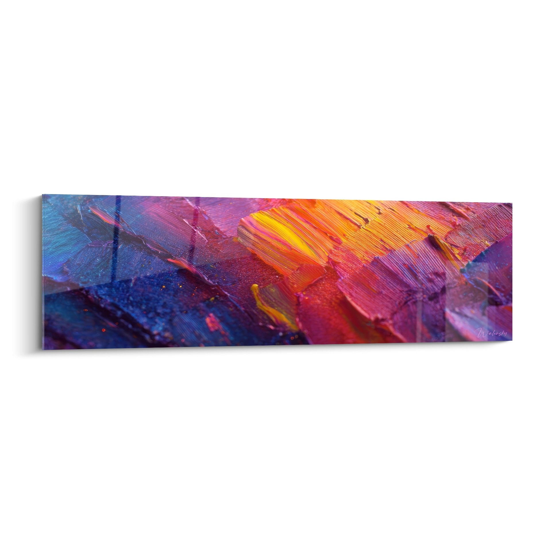 Tableau mural peinture abstraite colorée avec brushstrokes épais bleus rouges oranges