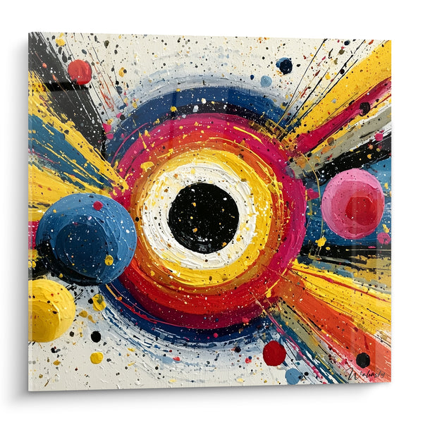 Tableau Vortex circulaire rouge et jaune éclatant - Naissance d'une étoile - Edition style Peinture abstrait