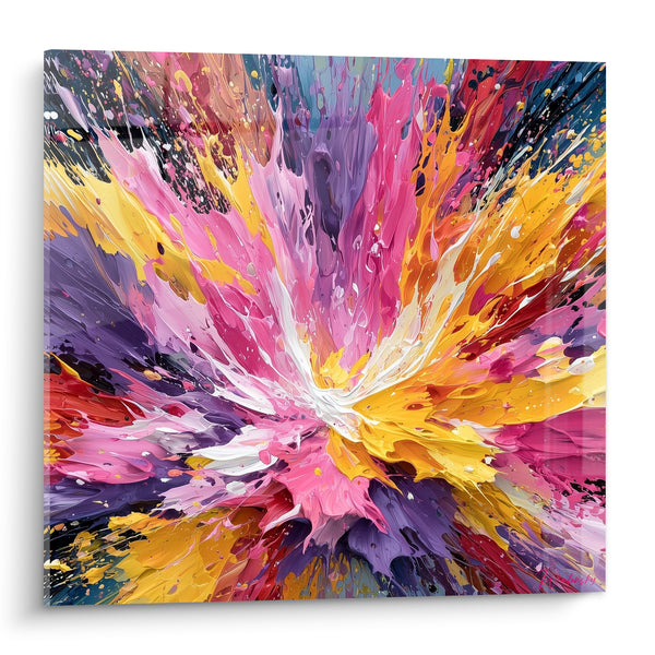 Tableau Éclaboussure rose et jaune vibrante - Déflagration joyeuse - Edition style Peinture abstrait