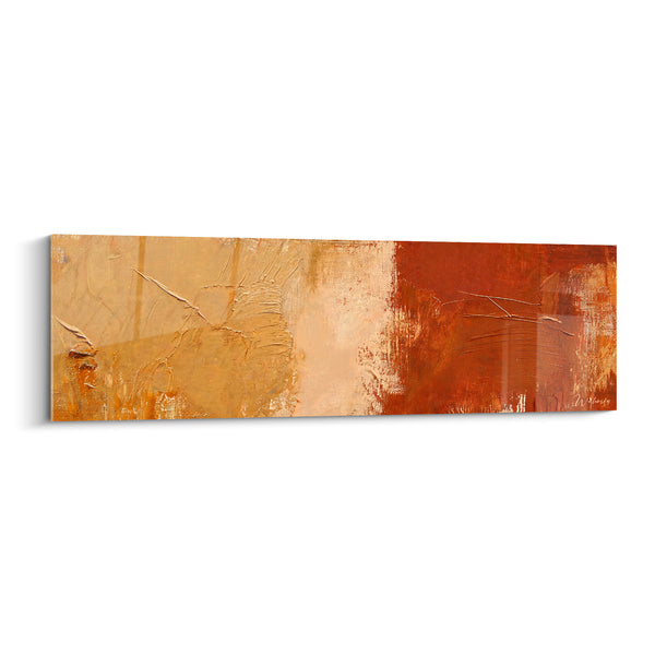 Tableau Bandes texturées ocre et rouille craquelées - Surface argileuse striée - Edition Peinture (style)