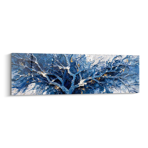 Tableau Arbre bleu et blanc aux branches ramifiées - Ramures givrées - Edition Peinture (style)