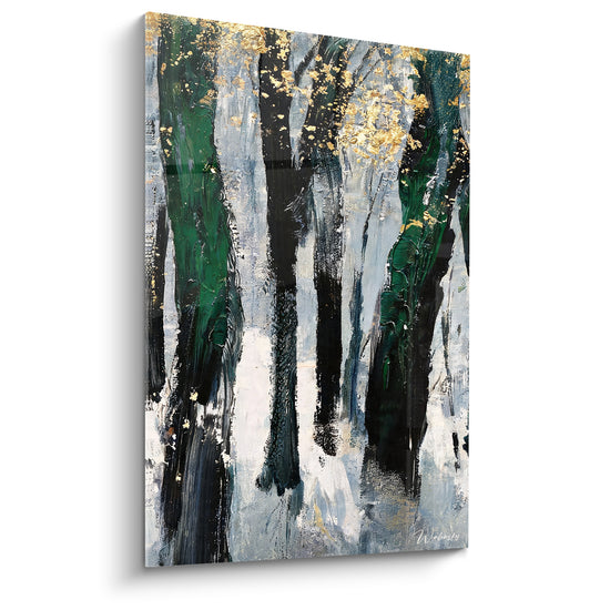 Tableau Bouleaux noirs aux éclats dorés - Lisière dorée - Edition Peinture (style)