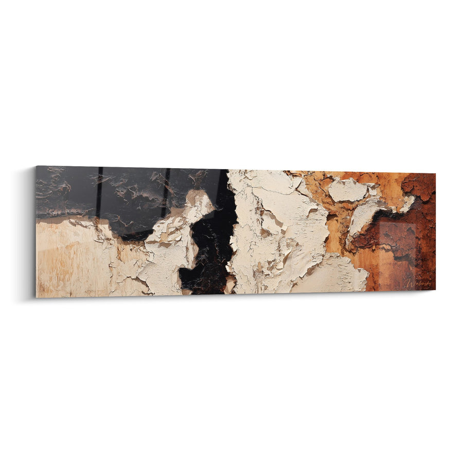 Tableau peinture écaillée beige ocre rouille format panoramique - Matières Brutes - Edition Feng shui Centre Terre