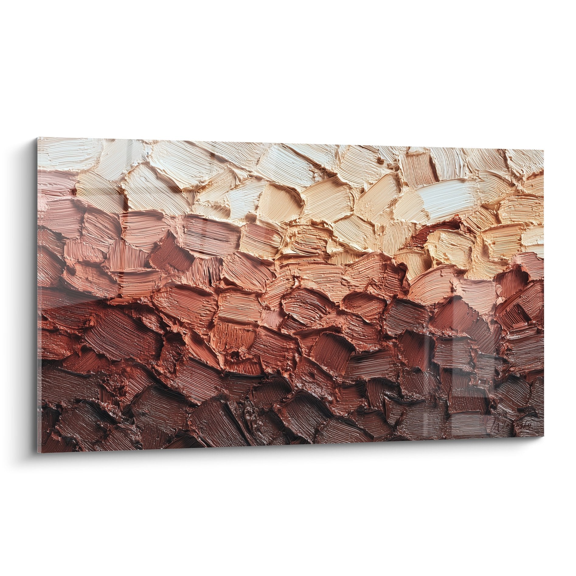 Textured painting canvas earth tones ochre brown thick impasto relief material feng shui northeast
