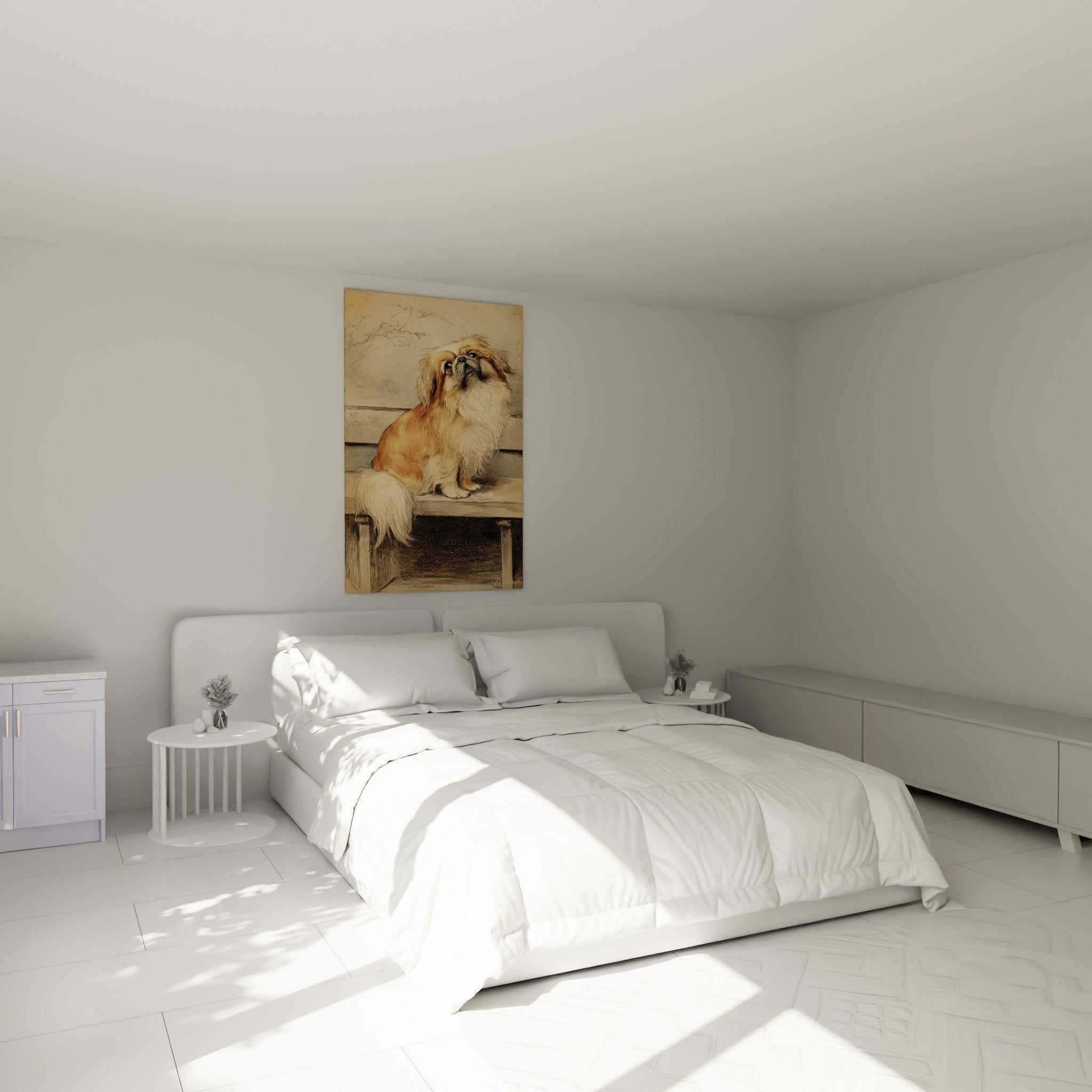 Russet Beijing painting decorating bedroom with beige walls warm atmosphere classic animal art