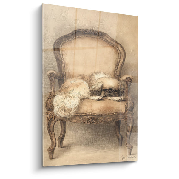 Cuadro de Pekinés Dormido en Sillón Luis XV - Descanso Real - Edición Pekinés