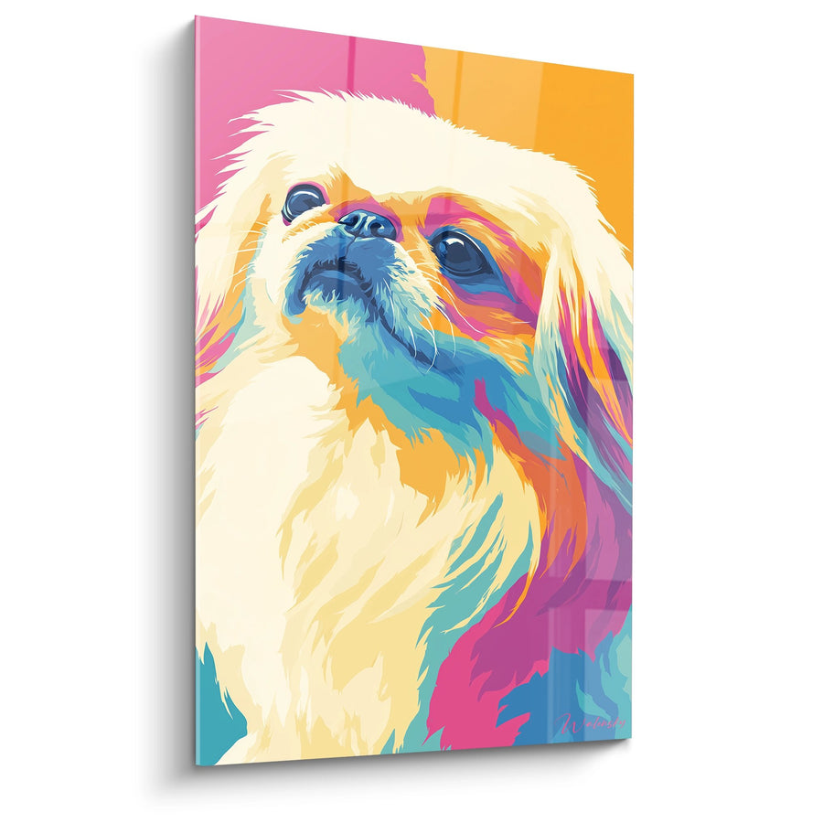 Tableau Chien aux Couleurs Arc-en-ciel Regard Expressif - Portrait Coloré - Edition Pekinois