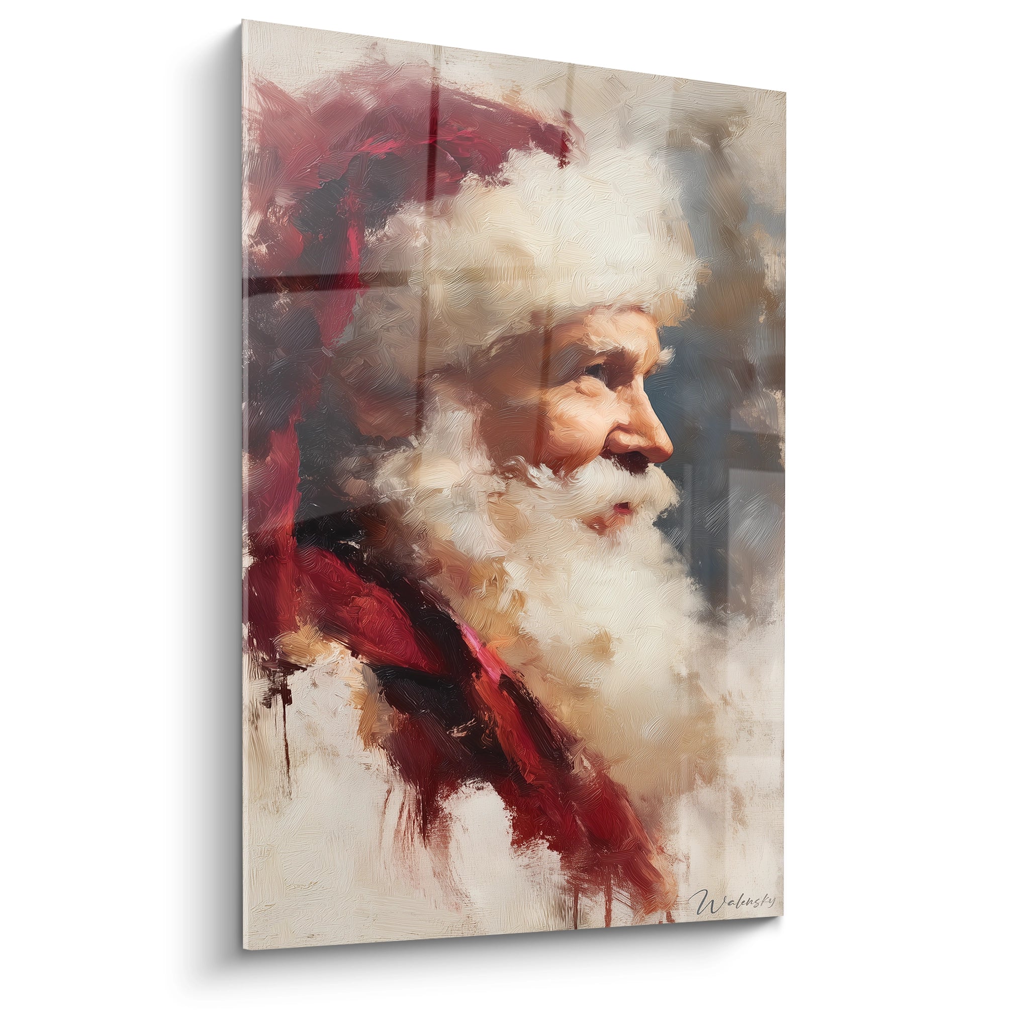 Tableau Père Noël décoration murale de Walensky avec un portrait artistique du Père Noël