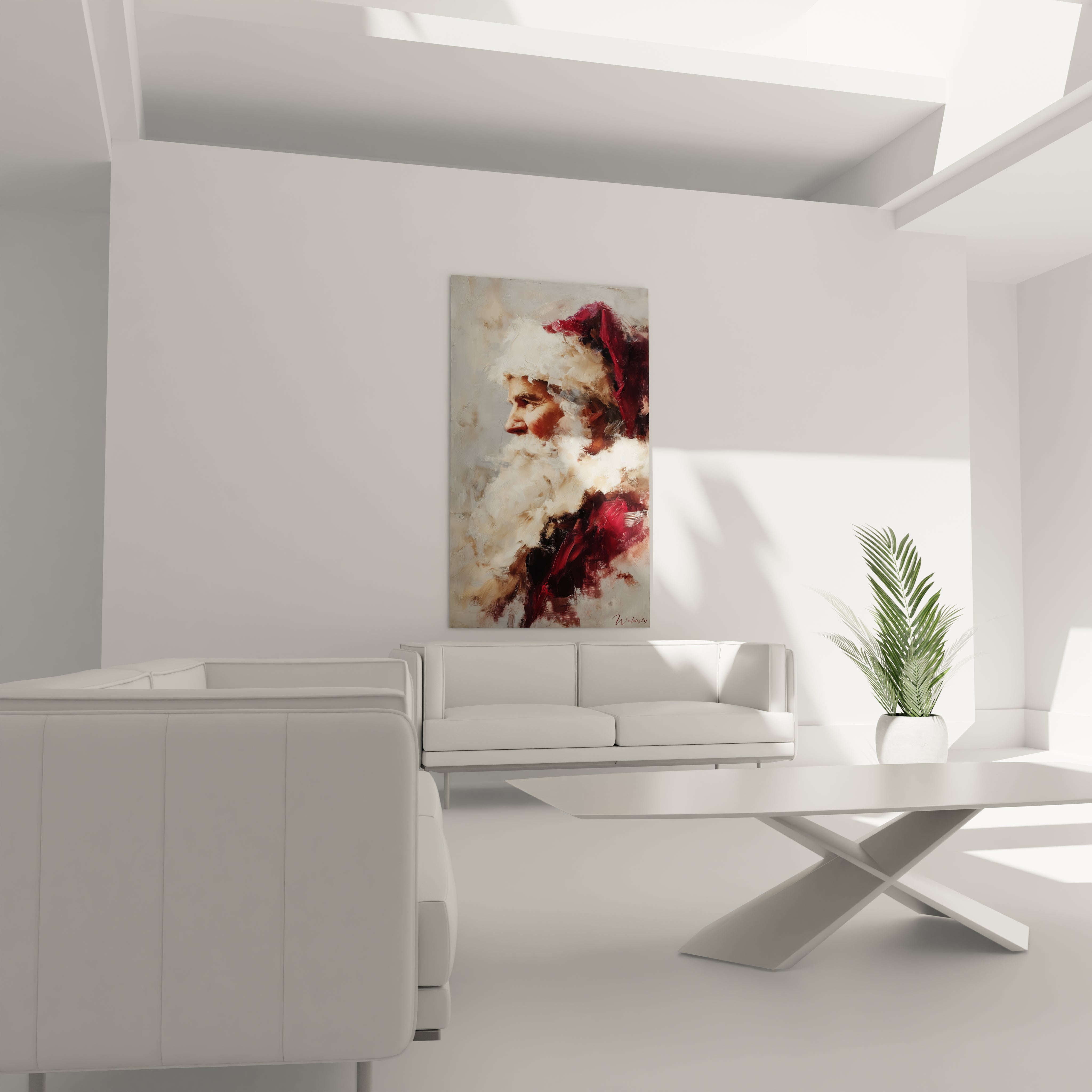 Tableau Père Noël décoration Noël avec des couleurs chaudes pour embellir votre intérieur pendant les fêtes