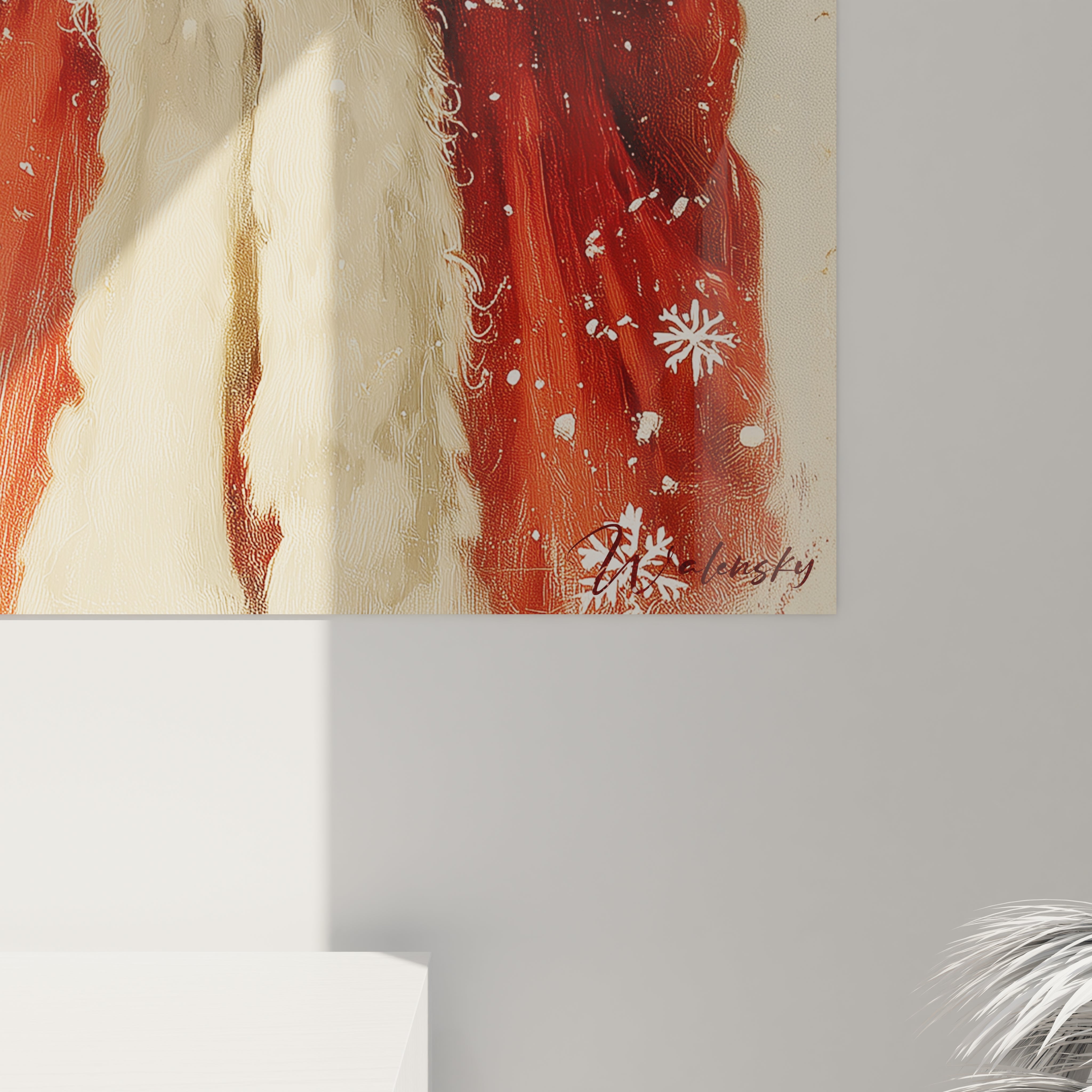 Tableau Père Noël édition limitée de Walensky avec des détails artistiques colorés