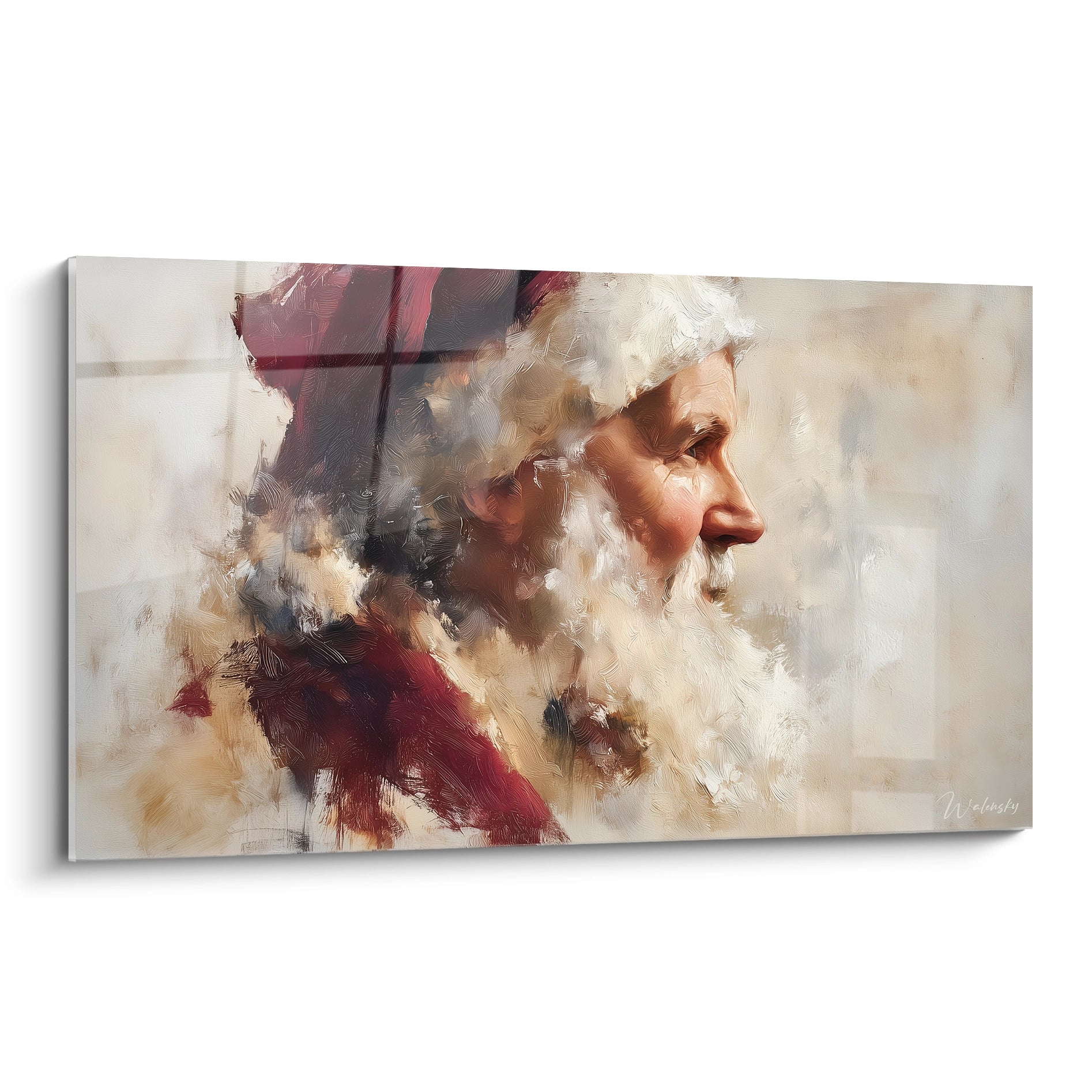 Tableau Père Noël édition limitée avec un portrait artistique du père Noël en profile
