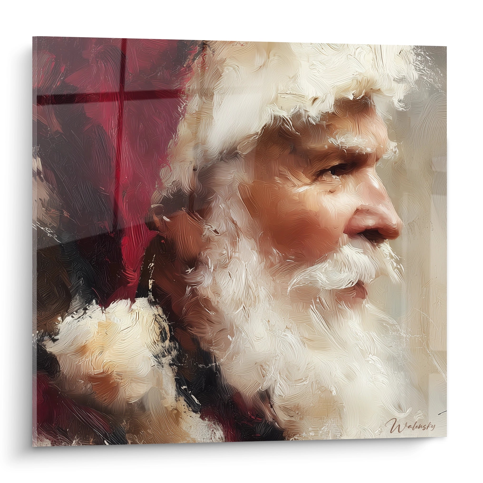 Tableau Père Noël édition Noël avec un portrait réaliste du Père Noël portant sa tenue traditionnelle