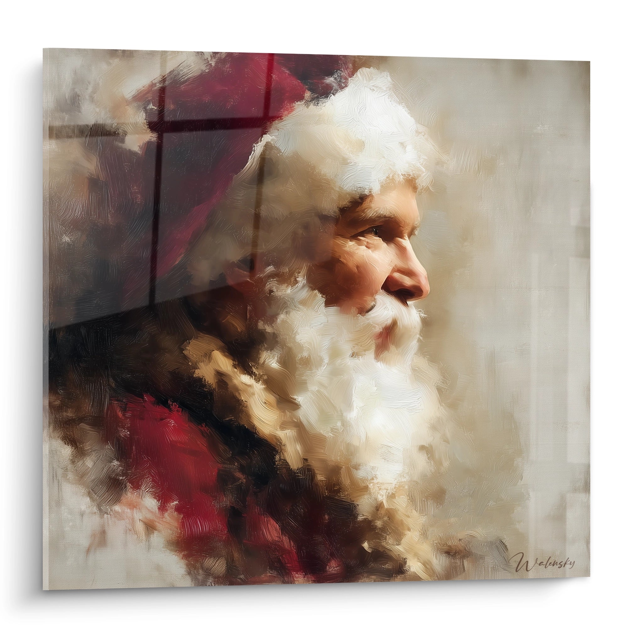 Tableau mural Père Noël édition Noël en peinture moderne avec un portrait de Santa Claus