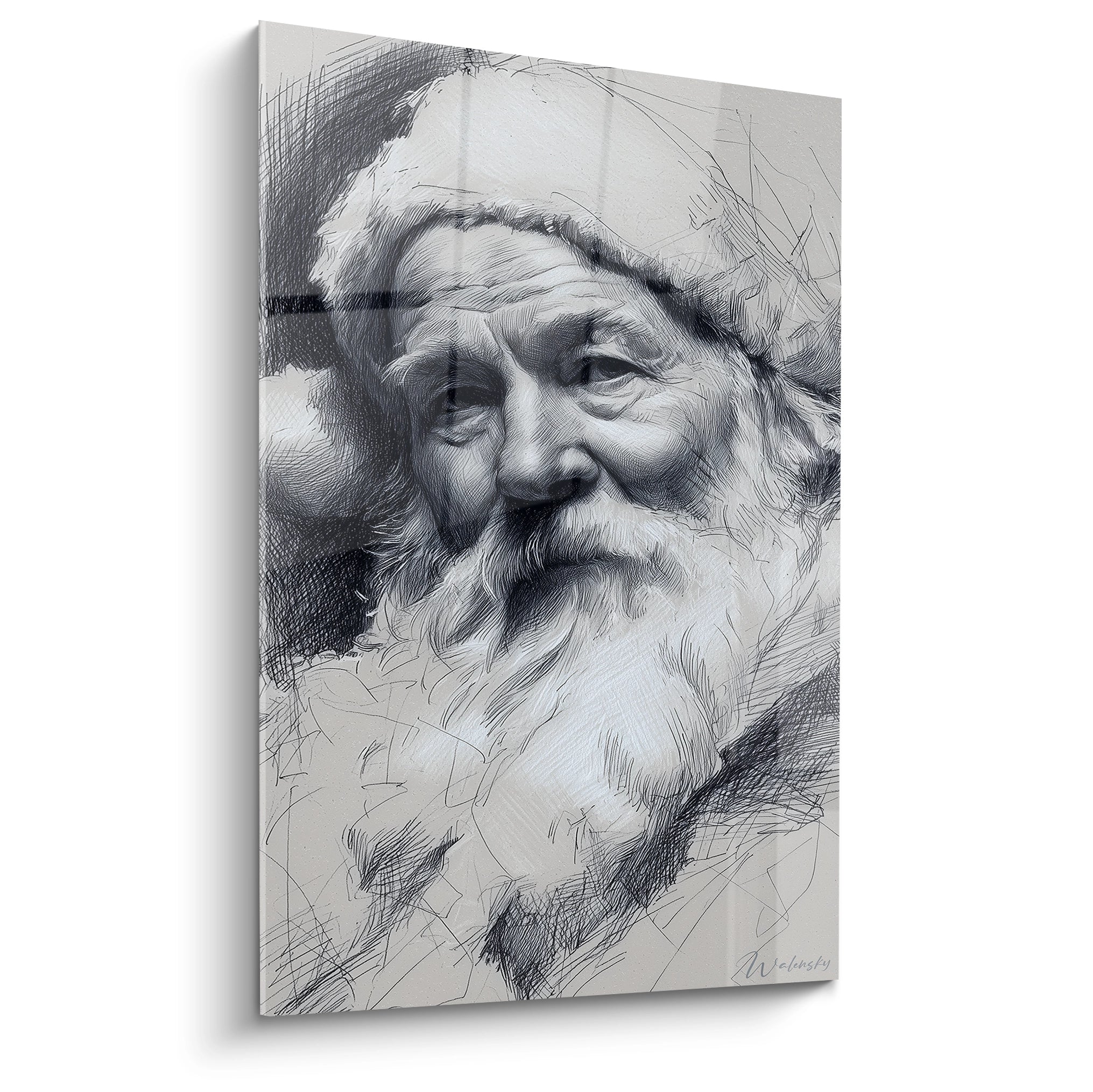 Tableau mural Père Noël haut de gamme avec un portrait détaillé et artistique du Père Noël