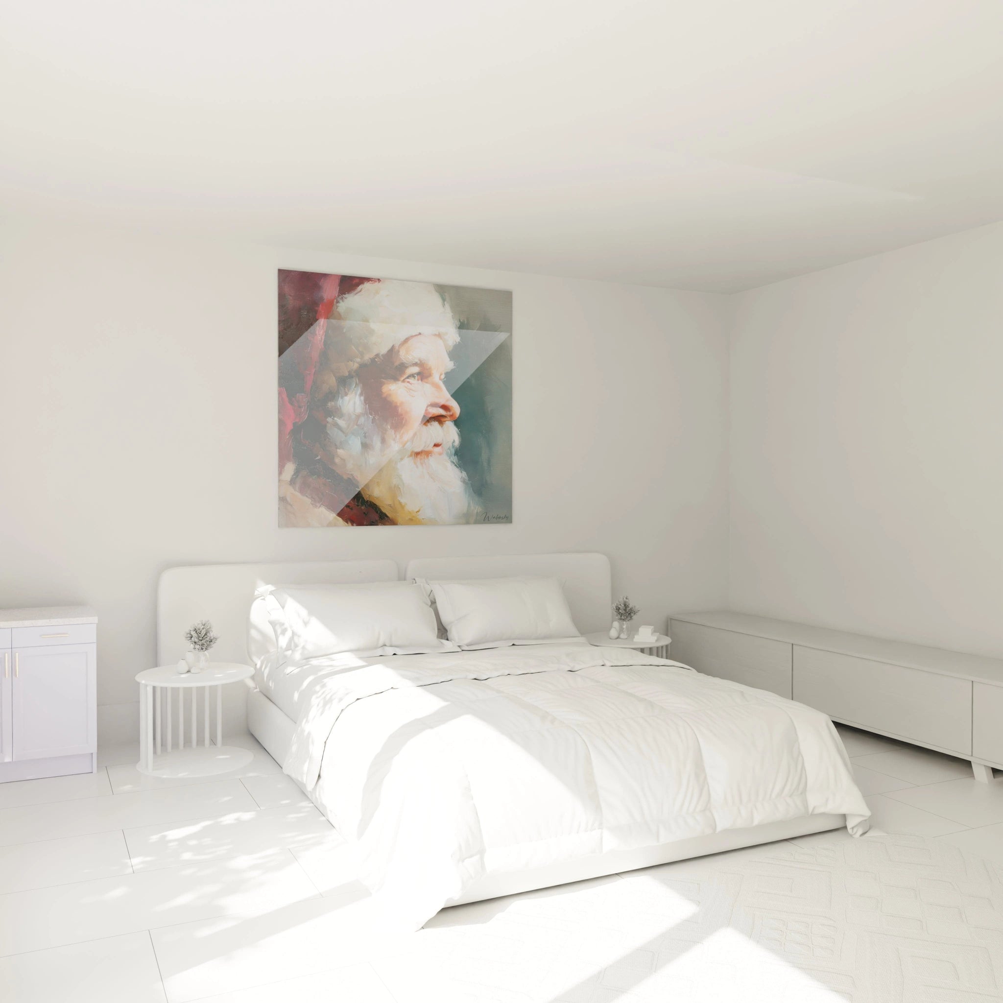 Tableau Père Noël Noël en toile décorative pour une ambiance festive dans une chambre moderne