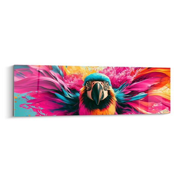 Tableau Ara turquoise et fuchsia aux plumes déployées - Symétrie flamboyante - Edition Perroquet