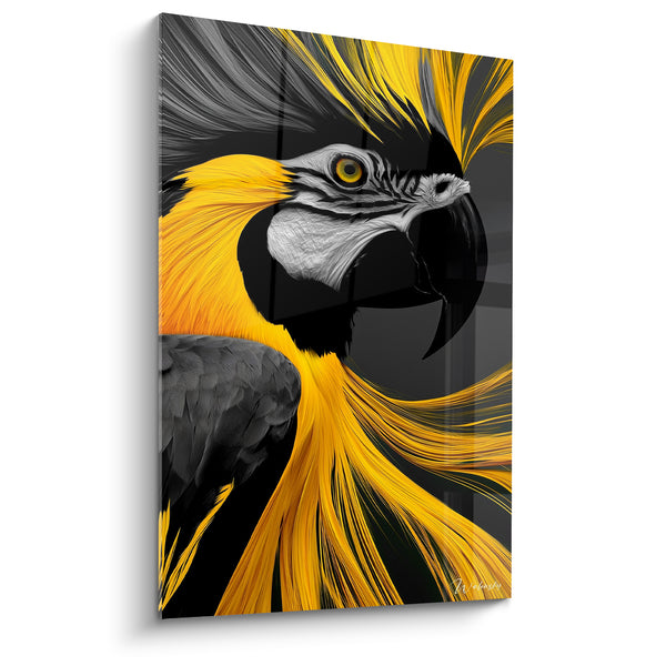 Tableau Perroquet ara noir et jaune profil - Souffle tropical - Edition Perroquet