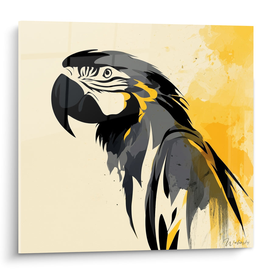 Tableau Perroquet ara profil noir et jaune - Regard qui perce - Edition Perroquet